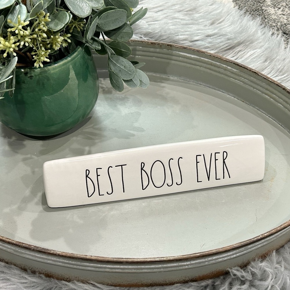 Rae Dunn Desk Plaque Sign‎ BEST BOSS EVER Office Self-Employed Inspirational